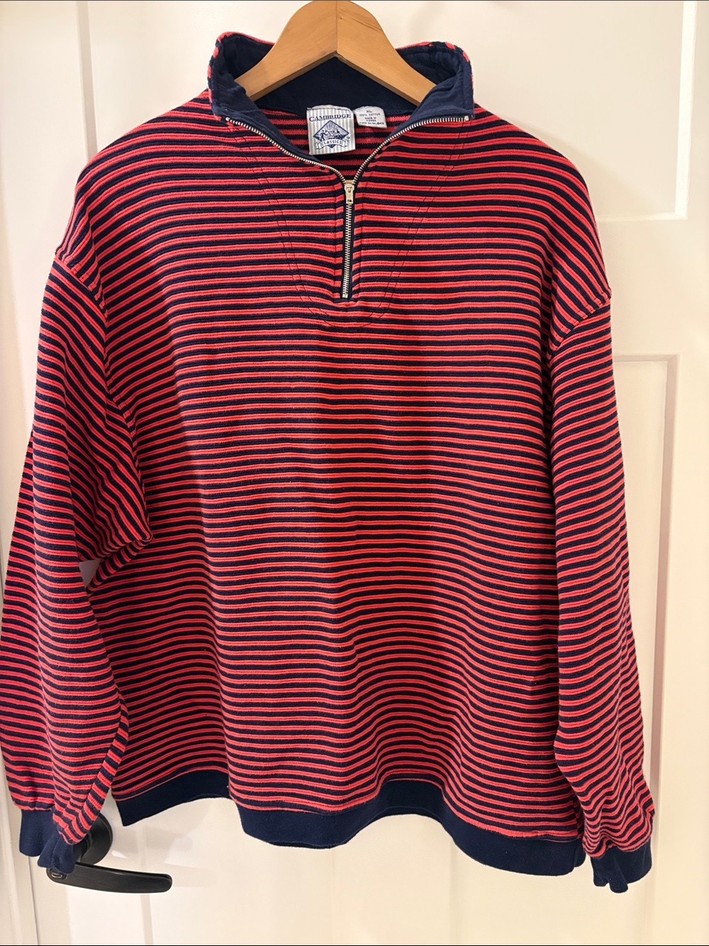 100% cotton quarter Zip Pullover Sweater - Red & Navy